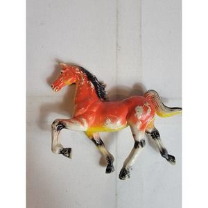 Vintage Imperial 1970s Plastic‎ Toy Horse 1975 VTG Hong Kong Multicolored